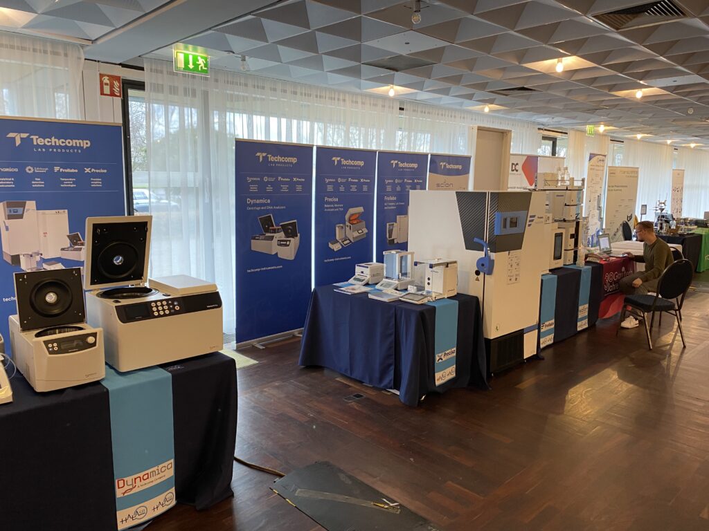 TCLP booth set up with Dynamica centrifuges, Precisa balances, Froilabo freezer and SCION GC. 